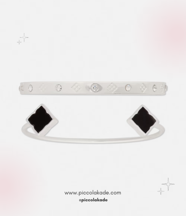 2 Pack Black & Silver Bangle Set – Bold Duo
