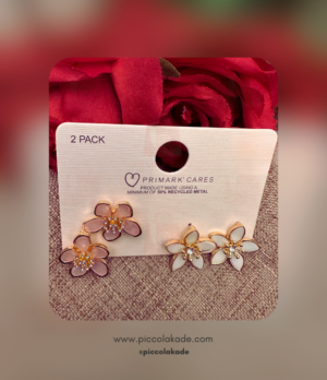 2 Pack Flower Earrings Pink, White & Gold – Blooming Beauty