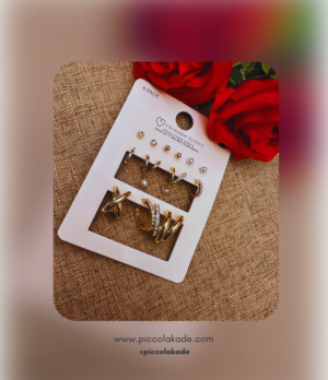 9 Pack Gold Earring Set – Timeless Elegance